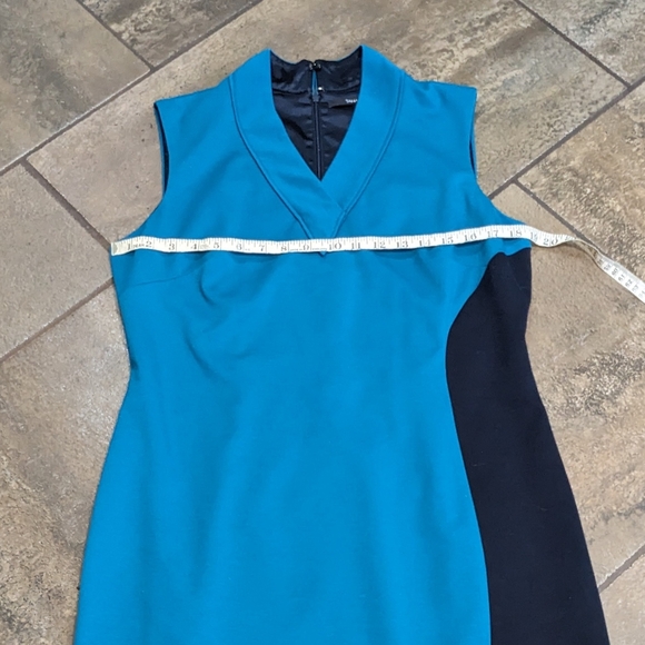 Tahari Makiko Sleeveless Work Evening Dress Size 14 Teal & Black - Picture 10 of 10